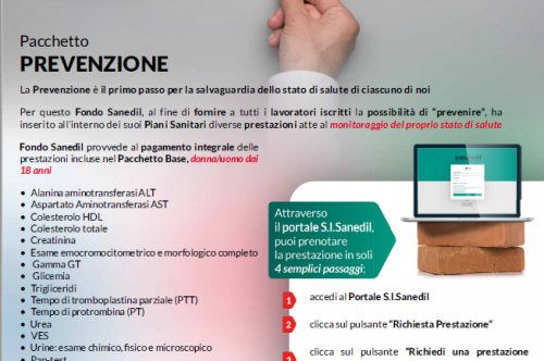 Fondo Sanedil: attiva il Pacchetto Prevenzione salute