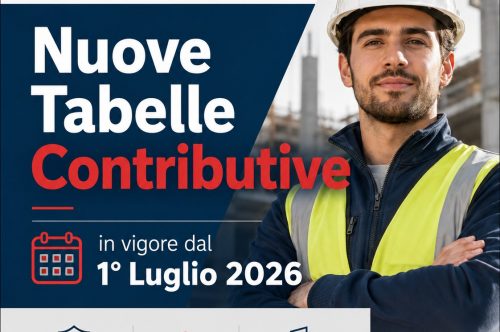 In vigore dal 1° Luglio 2026 le nuove tabelle Contributive per l’edilizia
