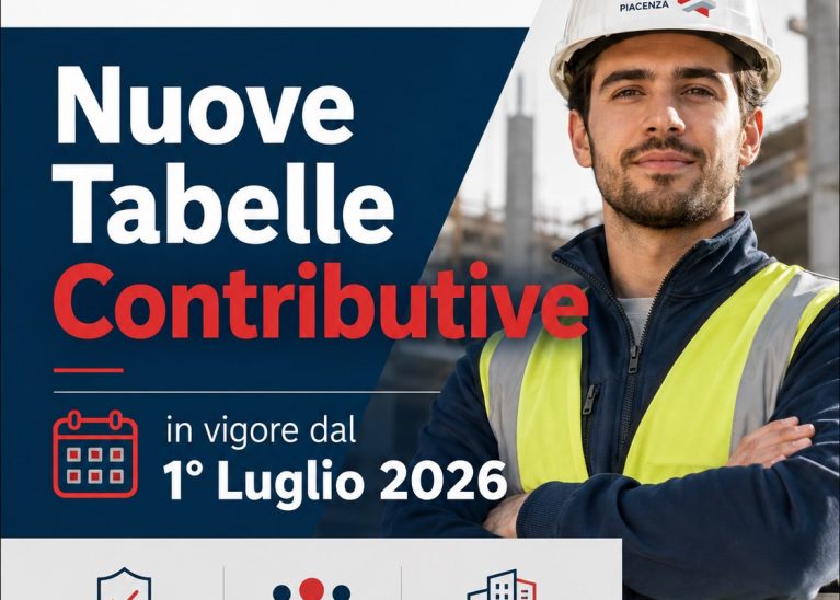 In vigore dal 1° Luglio 2026 le nuove tabelle Contributive per l’edilizia